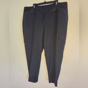 Athletic Activewear Cargo Pockets Black Legging  Pants Size XXL